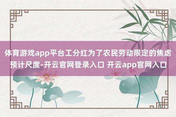 体育游戏app平台工分红为了农民劳动限定的焦虑预计尺度-开云官网登录入口 开云app官网入口