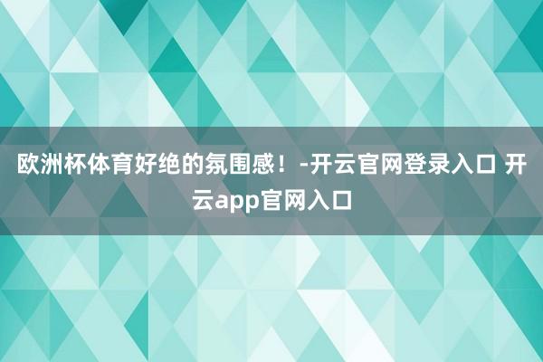 欧洲杯体育好绝的氛围感！-开云官网登录入口 开云app官网入口