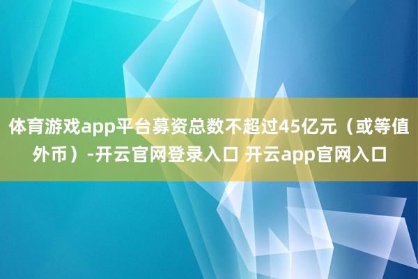 体育游戏app平台募资总数不超过45亿元（或等值外币）-开云官网登录入口 开云app官网入口