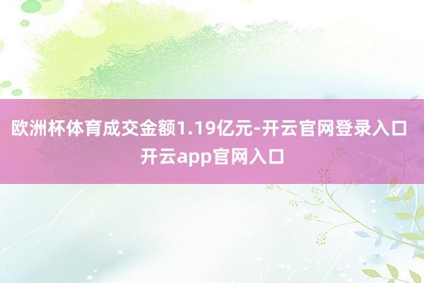 欧洲杯体育成交金额1.19亿元-开云官网登录入口 开云app官网入口