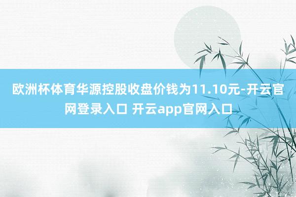 欧洲杯体育华源控股收盘价钱为11.10元-开云官网登录入口 开云app官网入口