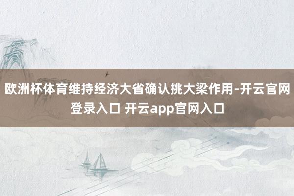 欧洲杯体育维持经济大省确认挑大梁作用-开云官网登录入口 开云app官网入口